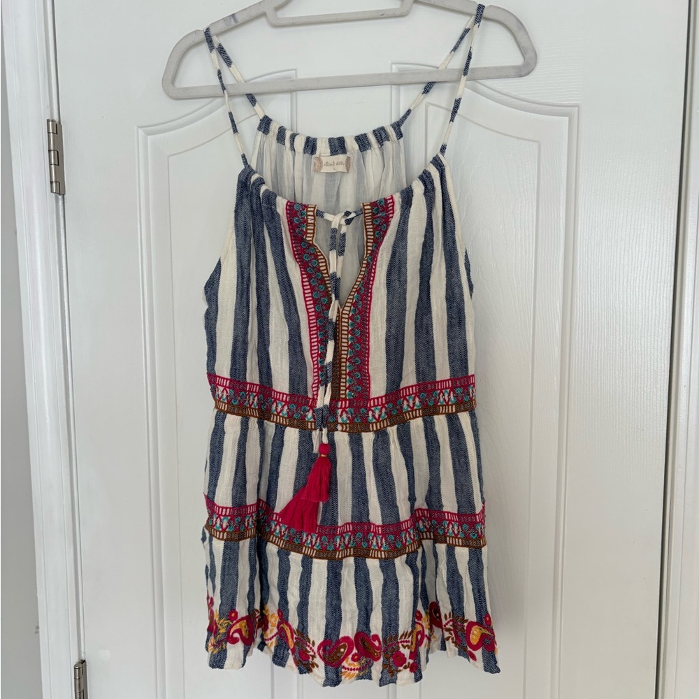 Altar’d State Blue and White Striped tie top tank top Summer Top